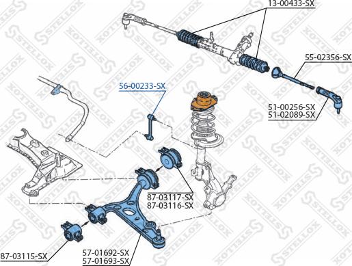 Stellox 56-00233-SX - Тяга / стойка, стабилизатор unicars.by