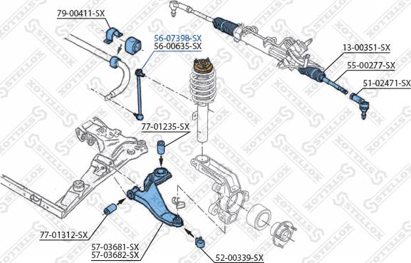 Stellox 56-07398-SX - Тяга / стойка, стабилизатор unicars.by