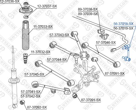 Stellox 56-37018-SX - Тяга / стойка, стабилизатор unicars.by