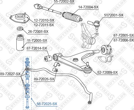 Stellox 56-72025-SX - Тяга / стойка, стабилизатор unicars.by