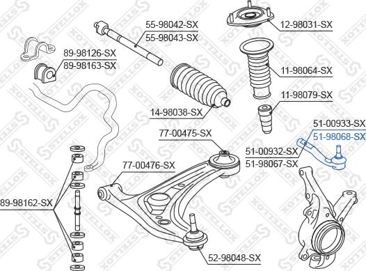 Stellox 51-98068-SX - Наконечник рулевой тяги, шарнир unicars.by