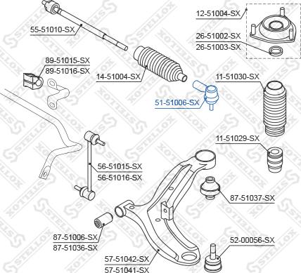 Stellox 51-51006-SX - Наконечник рулевой тяги, шарнир unicars.by