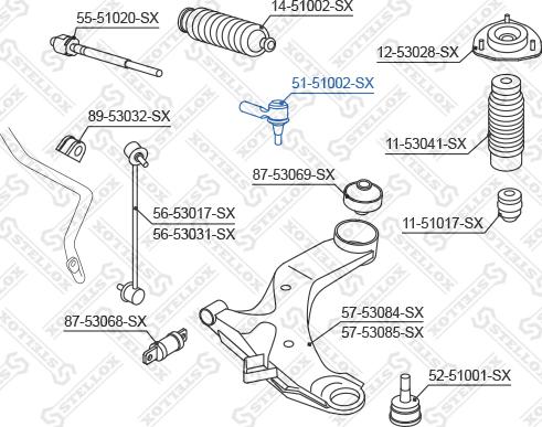 Stellox 51-51002-SX - Наконечник рулевой тяги, шарнир unicars.by