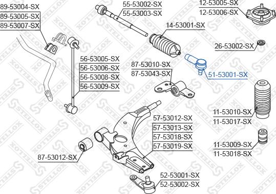 Stellox 51-53001-SX - Наконечник рулевой тяги, шарнир unicars.by