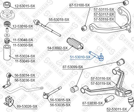 Stellox 51-53010-SX - Наконечник рулевой тяги, шарнир unicars.by