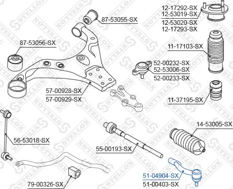 Stellox 51-04904-SX - Наконечник рулевой тяги, шарнир unicars.by