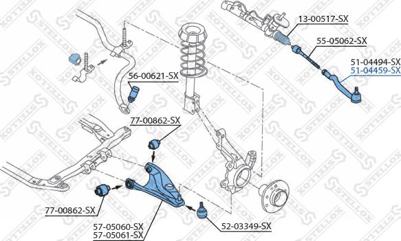 Stellox 51-04459-SX - Наконечник рулевой тяги, шарнир unicars.by