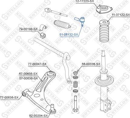 Stellox 51-06132-SX - Наконечник рулевой тяги, шарнир unicars.by