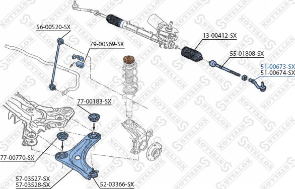 Stellox 51-00673-SX - Наконечник рулевой тяги, шарнир unicars.by