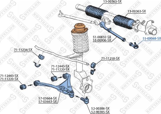 Stellox 51-00068-SX - Наконечник рулевой тяги, шарнир unicars.by