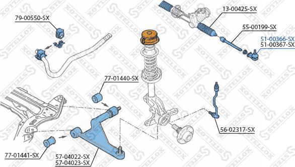 Stellox 51-00366-SX - Наконечник рулевой тяги, шарнир unicars.by