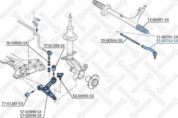 Stellox 51-00792-SX - Наконечник рулевой тяги, шарнир unicars.by