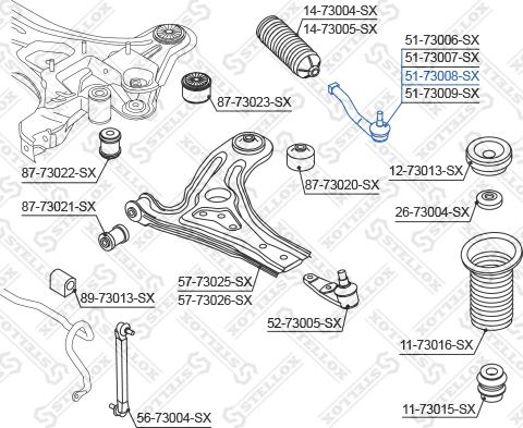 Stellox 51-73008-SX - Наконечник рулевой тяги, шарнир unicars.by