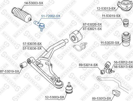 Stellox 51-72002-SX - Наконечник рулевой тяги, шарнир unicars.by