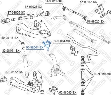 Stellox 52-98041-SX - Шаровая опора, несущий / направляющий шарнир unicars.by