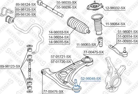 Stellox 52-98048-SX - Шаровая опора, несущий / направляющий шарнир unicars.by