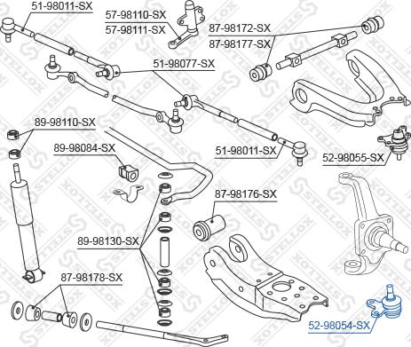 Stellox 52-98054-SX - Шаровая опора, несущий / направляющий шарнир unicars.by