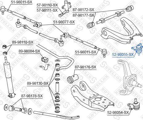 Stellox 52-98055-SX - Шаровая опора, несущий / направляющий шарнир unicars.by