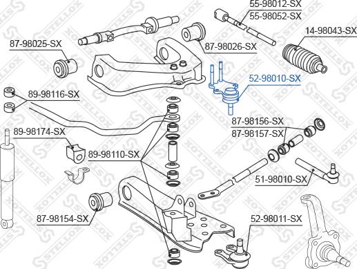 Stellox 52-98010-SX - Шаровая опора, несущий / направляющий шарнир unicars.by