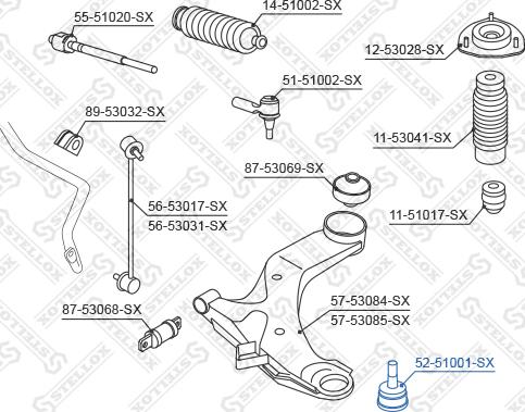 Stellox 52-51001-SX - Шаровая опора, несущий / направляющий шарнир unicars.by