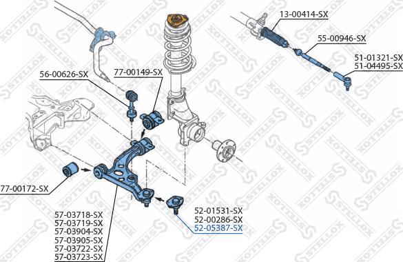 Stellox 52-05387-SX - Шаровая опора, несущий / направляющий шарнир unicars.by