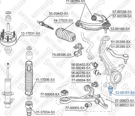 Stellox 52-00181-SX - Шаровая опора, несущий / направляющий шарнир unicars.by