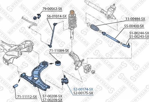 Stellox 52-00174-SX - Шаровая опора, несущий / направляющий шарнир unicars.by