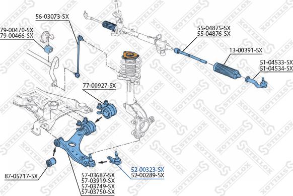 Stellox 52-00323-SX - Шаровая опора, несущий / направляющий шарнир unicars.by