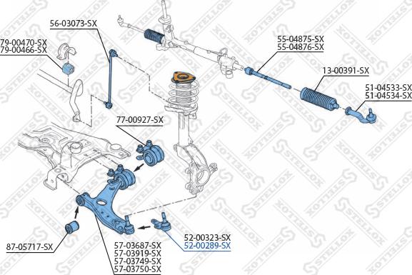 Stellox 52-00289-SX - Шаровая опора, несущий / направляющий шарнир unicars.by