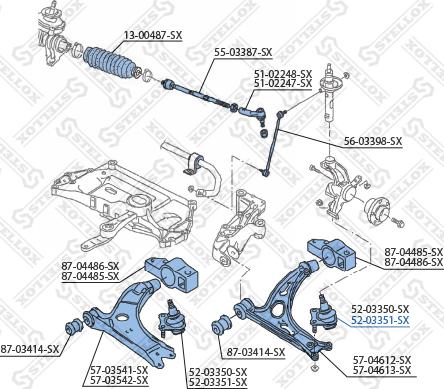 Stellox 52-03351-SX - Шаровая опора, несущий / направляющий шарнир unicars.by