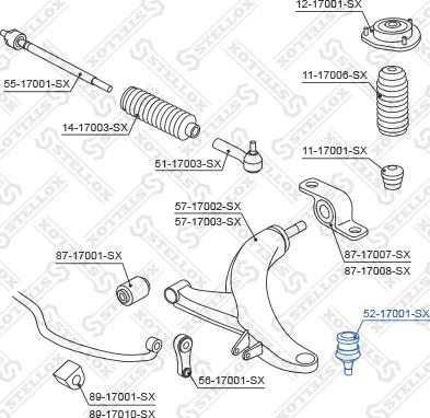 Stellox 52-17001-SX - Шаровая опора, несущий / направляющий шарнир unicars.by