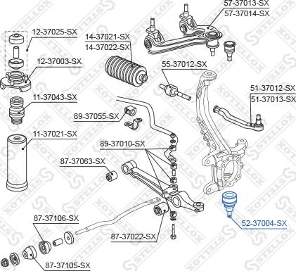 Stellox 52-37004-SX - Шаровая опора, несущий / направляющий шарнир unicars.by