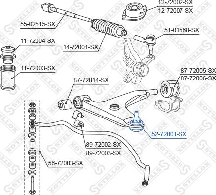 Stellox 52-72001-SX - Шаровая опора, несущий / направляющий шарнир unicars.by