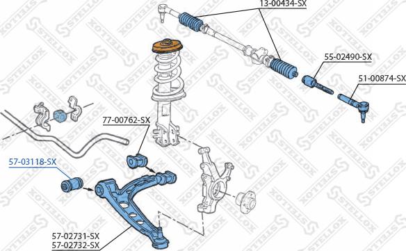 Stellox 57-03118-SX - Сайлентблок, рычаг подвески колеса unicars.by