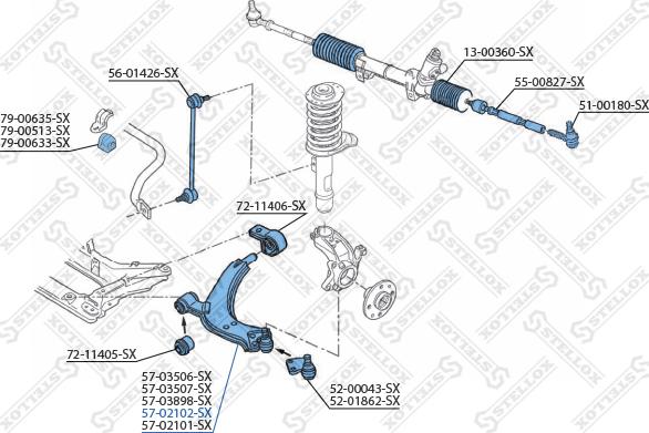 Stellox 57-02102-SX - Рычаг подвески колеса unicars.by