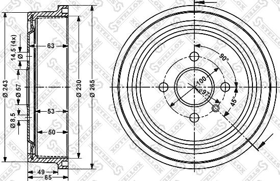 Stellox 6025-3614-SX - Тормозной барабан unicars.by