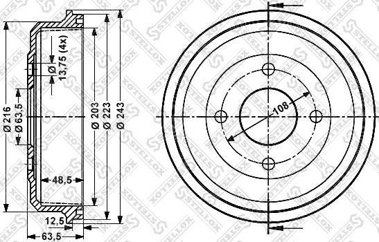 Stellox 6025-2532-SX - Тормозной барабан unicars.by