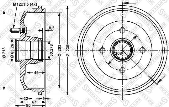 Stellox 6025-2529-SX - Тормозной барабан unicars.by