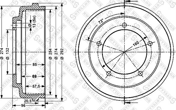 Stellox 6026-2508-SX - Тормозной барабан unicars.by