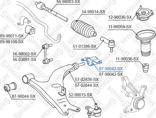 Stellox 87-98042-SX - Сайлентблок, рычаг подвески колеса unicars.by