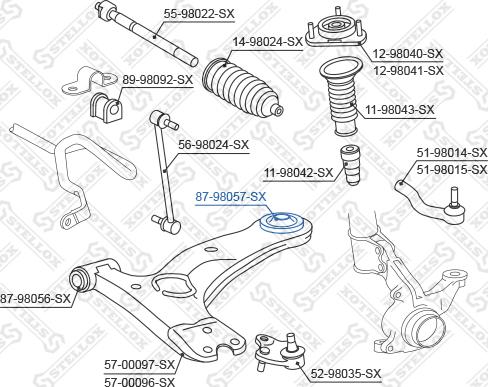 Stellox 87-98057-SX - Сайлентблок, рычаг подвески колеса unicars.by