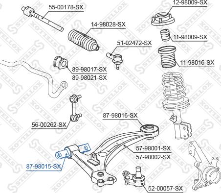 Stellox 87-98015-SX - Сайлентблок, рычаг подвески колеса unicars.by