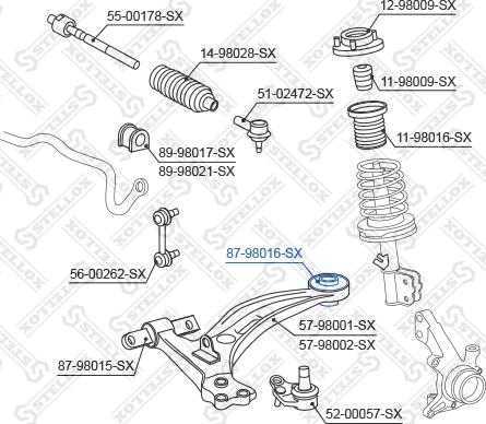 Stellox 87-98016-SX - Сайлентблок, рычаг подвески колеса unicars.by