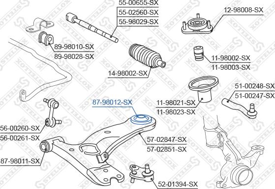 Stellox 87-98012-SX - Сайлентблок, рычаг подвески колеса unicars.by