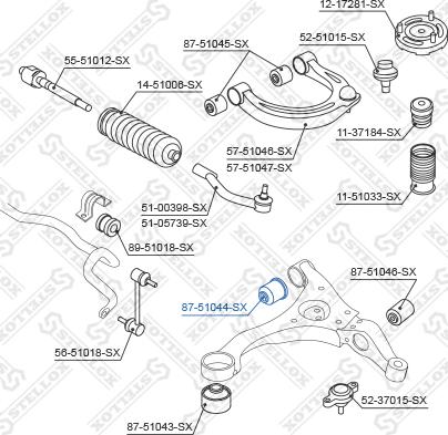 Stellox 87-51044-SX - Сайлентблок, рычаг подвески колеса unicars.by