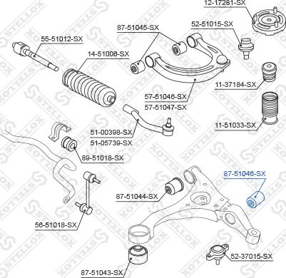 Stellox 87-51046-SX - Сайлентблок, рычаг подвески колеса unicars.by