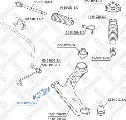 Stellox 87-51026-SX - Сайлентблок, рычаг подвески колеса unicars.by