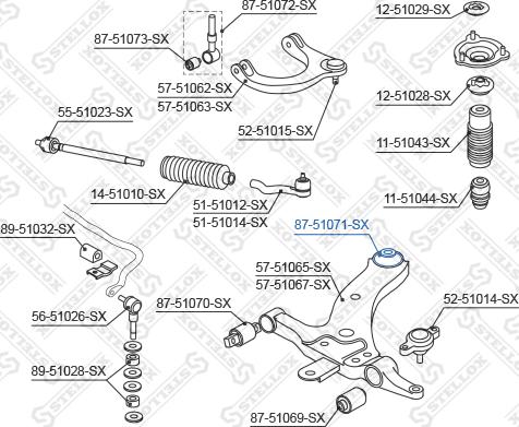 Stellox 87-51071-SX - Сайлентблок, рычаг подвески колеса unicars.by