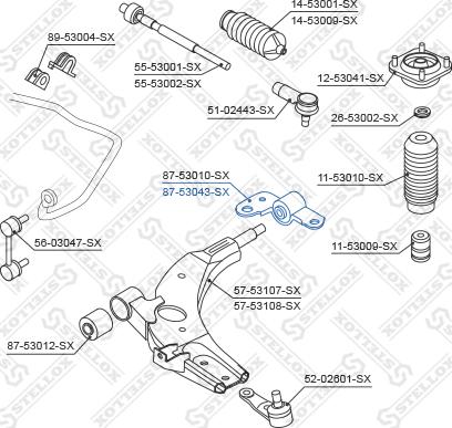 Stellox 87-53043-SX - Сайлентблок, рычаг подвески колеса unicars.by