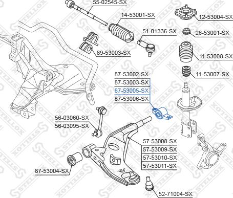 Stellox 87-53005-SX - Сайлентблок, рычаг подвески колеса unicars.by